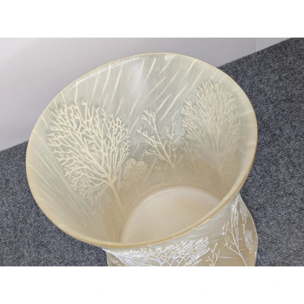 Heavy Resin Bathroom Office Waste Basket Trashcan 3-D Trees Forest Winter CHIP**
